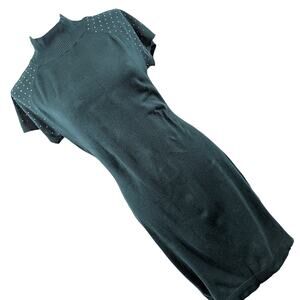 APT. 9! EMERALD GREEN W/RHINESTONE SHORT SLEEVES KNIT SWEATER DRESS! SZ L